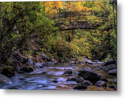Bridge Metal Print featuring the photograph Bridge at Lithia Park by the creek by Alessandra RC