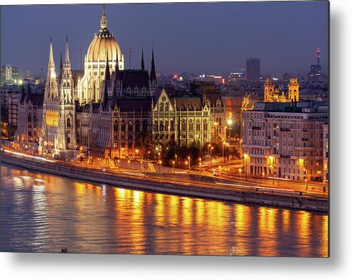 Budapest Metal Print featuring the photograph Budapest Parliament buildings by Shirley Mitchell