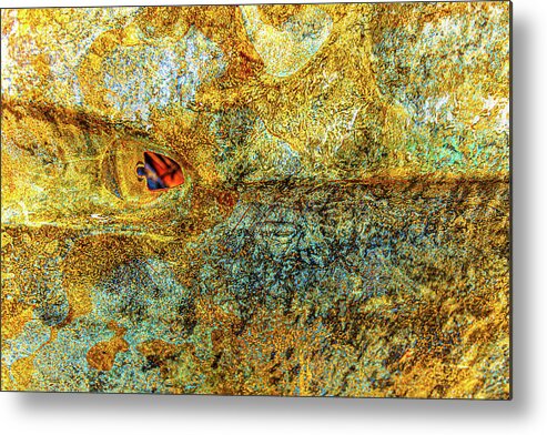 Yellow Metal Print featuring the photograph Burned Car Door Fractal by Liquid Eye