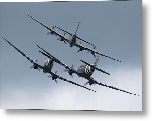 C-47 Skytrain Metal Print featuring the photograph C-47 and B-17 by Airpower Art