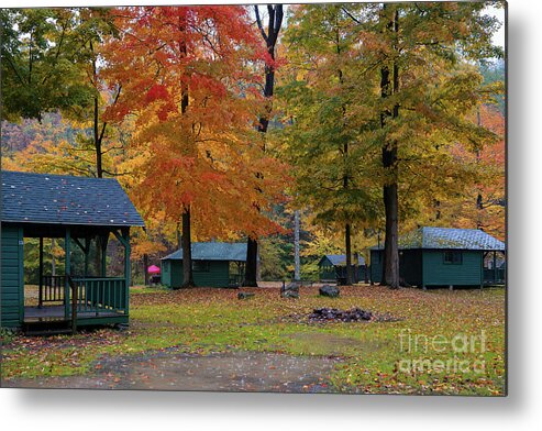 Cabins In The Rain Metal Print featuring the photograph Cabins in the Rain by Rachel Cohen