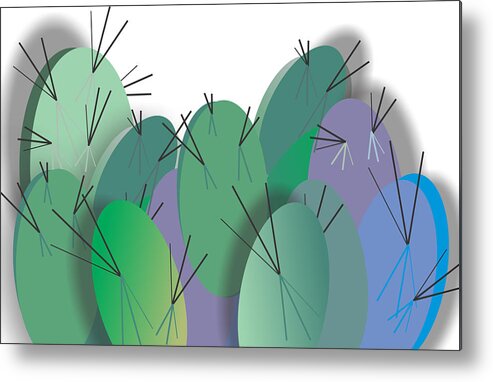 Cactus Metal Print featuring the digital art Cacti Gathering by Ted Clifton
