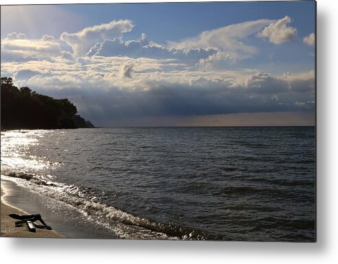 Tranquility Metal Print featuring the photograph Calm water on the shore by Douglas Sacha