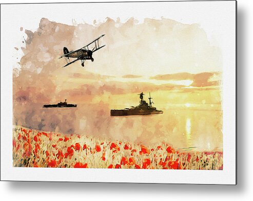 Navy Poppies Metal Print featuring the digital art Calmer Waters by Airpower Art