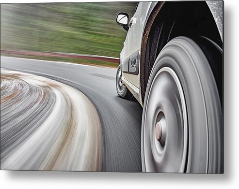 Curve Metal Print featuring the photograph Car driving fast by Marin Tomas