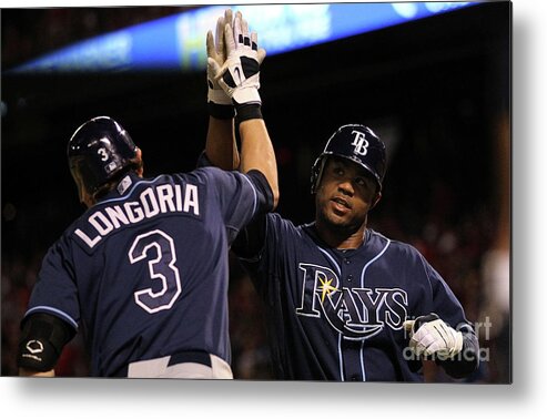 People Metal Print featuring the photograph Carl Crawford and Evan Longoria by Ronald Martinez