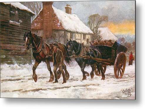 Winter Metal Print featuring the digital art Carriage in the Snow by Long Shot