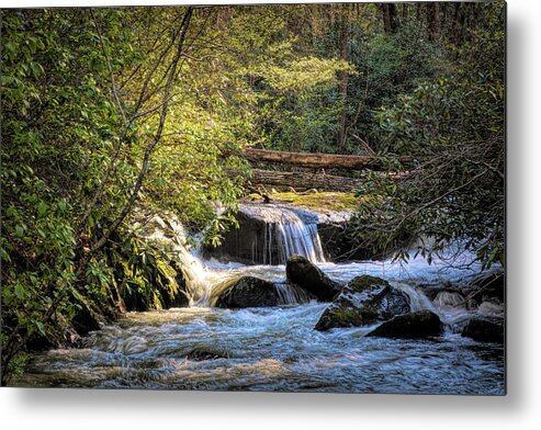 Waterfall Metal Print featuring the photograph Cascading Waters in the Mountains by Debra and Dave Vanderlaan