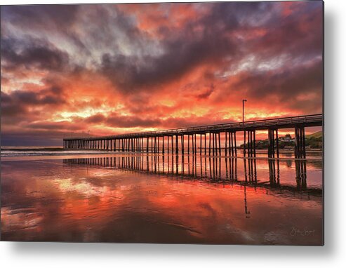 Morro Bay Metal Print featuring the photograph Cayucos Pier on Fire by Beth Sargent