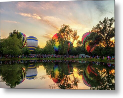 Hot Air Balloons Metal Print featuring the photograph Centralia Balloon Fest Sunset by Susan Rissi Tregoning