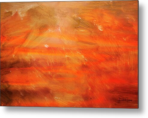 A Digital Abstract Using A Photograph Of A Sunset As The Base For The Work. Metal Print featuring the digital art Chaos Theory by Linda Lee Hall