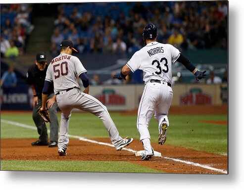 St. Petersburg Metal Print featuring the photograph Charlie Morton and Derek Norris by Brian Blanco