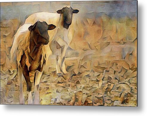 Chester County Goats Metal Print featuring the digital art Chester County Goats by Susan Maxwell Schmidt