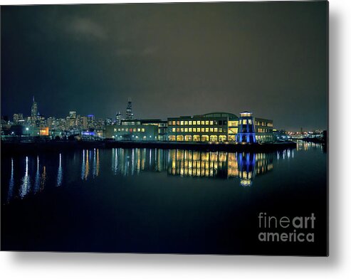 Goose Metal Print featuring the photograph Chicago's Goose Island at Night by Bruno Passigatti