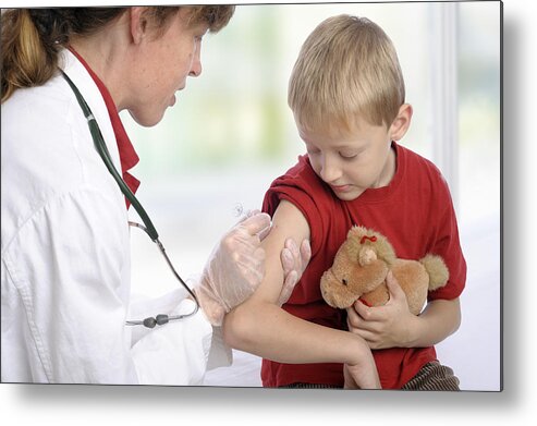 Medical Injection Metal Print featuring the photograph Child vaccination by Andreas Reh