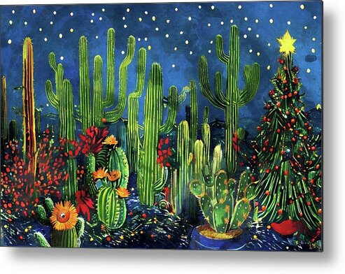 Cactus Metal Print featuring the digital art Christmas in the Desert by Ally White
