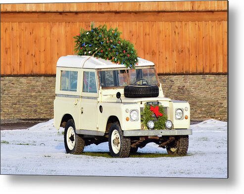 Land Rover Metal Print featuring the photograph Christmas Land Rover by Nicole Lloyd