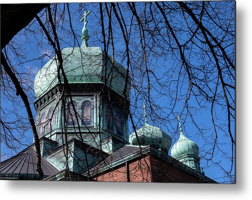 Russian Orthodox Church Metal Print featuring the photograph Church Steeples by Kevin Suttlehan