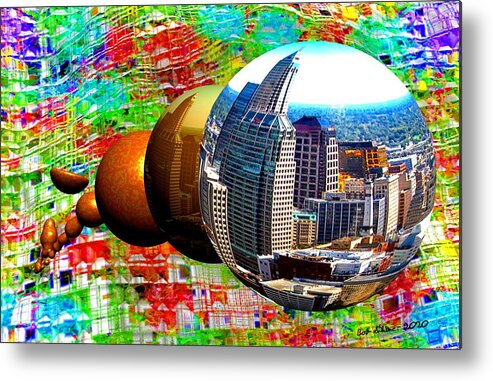 Digital City Urban Surreal Abstract Metal Print featuring the digital art City by Bob Shimer