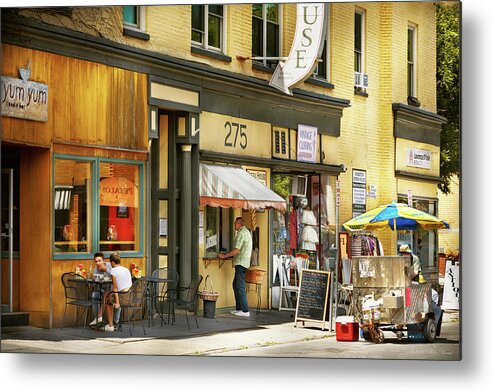 New York Metal Print featuring the photograph City - Kingston, NY - Eating in the Stockade District by Mike Savad