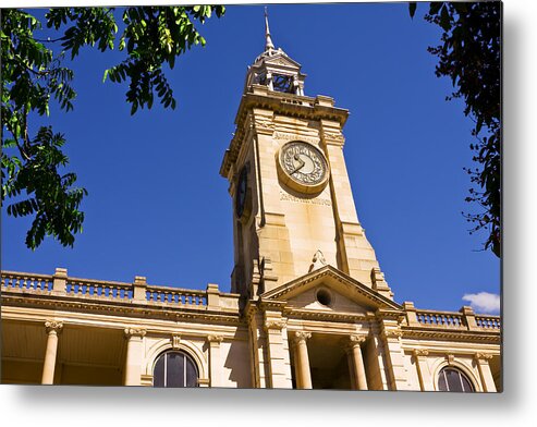 Architectural Column Metal Print featuring the photograph Clock Bell Tower by Djgunner