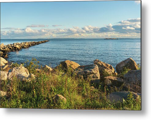 Beach Metal Print featuring the photograph Clouds Along the Horizon Rocky Neck by Marianne Campolongo