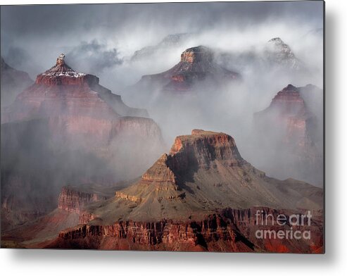 Arizona Metal Print featuring the photograph Clouds and Fog in Winter at Grand Canyon National Park by Tom Schwabel