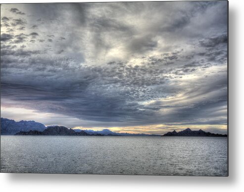 Tranquility Metal Print featuring the photograph Clouds over Sea of Cortes at Sunset by Created by MaryAnne Nelson