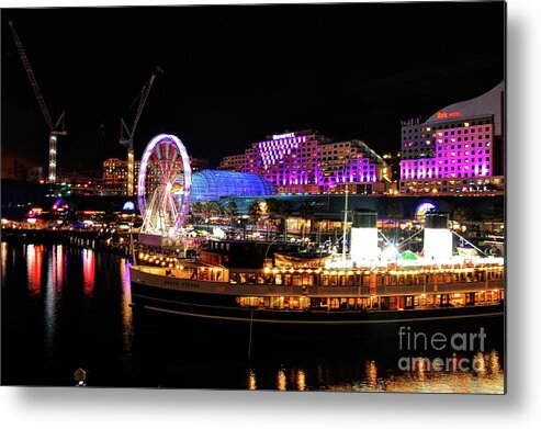 Cityscape Metal Print featuring the photograph Cockle Bay in VIVID Reflections by Diana Mary Sharpton