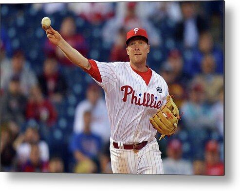 Ninth Inning Metal Print featuring the photograph Cody Asche by Drew Hallowell