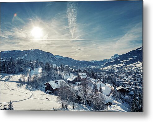 December 2017 Metal Print featuring the photograph Coexistence in Megeve - Wildlife and Village Life by Benoit Bruchez