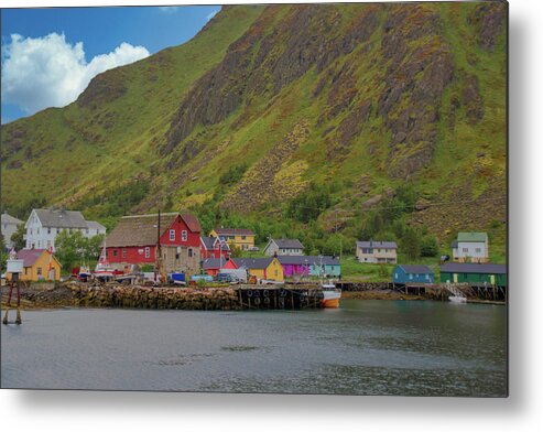 Colorful Metal Print featuring the photograph Colorful Fishing Village in Lofoten by Matthew DeGrushe