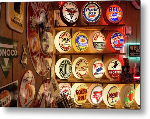 Gas Pump Globes Metal Print featuring the photograph Colorful Gas Pump Globes by Kathleen Bishop