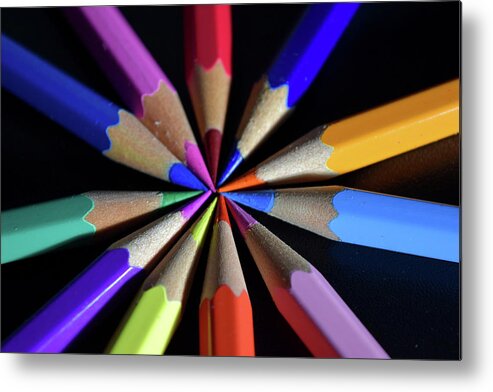 Coloured Pencils Metal Print featuring the photograph Colourful pencils by Gareth Parkes
