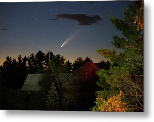 Comet Metal Print featuring the photograph Comet NEOWISE over Barn by John Meader