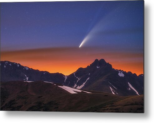 Comet Neowise Metal Print featuring the photograph Comet Neowise Over The Citadel by Darren White