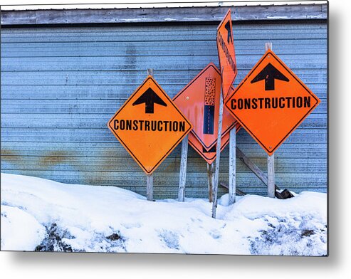 Museum Quality Metal Print featuring the photograph Construction Signs by Bruce Davis