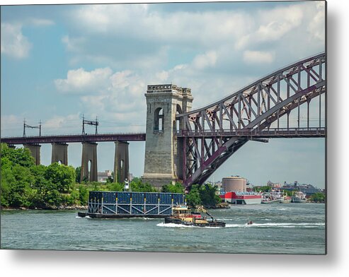 Tugboat Metal Print featuring the photograph Container Barge and Tugboat by Cate Franklyn