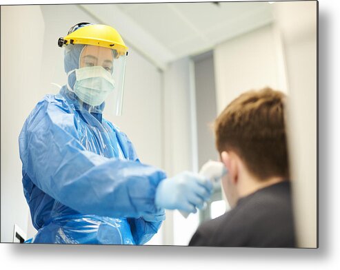 Expertise Metal Print featuring the photograph Coronavirus Screening At Medical Centre by Sturti