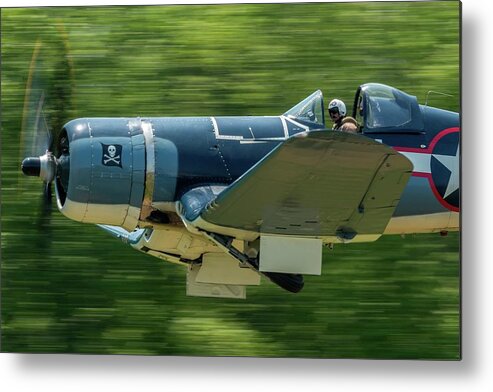 Aviation Metal Print featuring the photograph Corsair Close-up on Takeoff by Liza Eckardt
