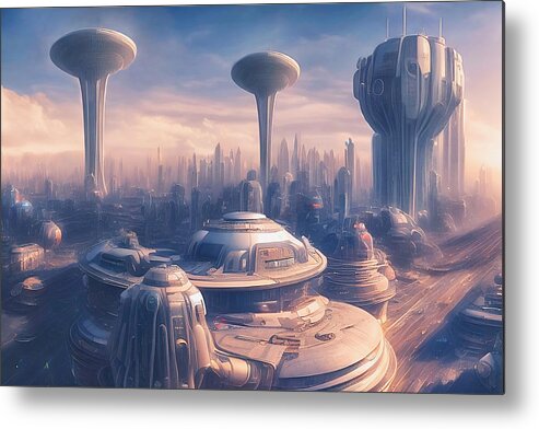 City Metal Print featuring the digital art Coruscant by Manjik Pictures