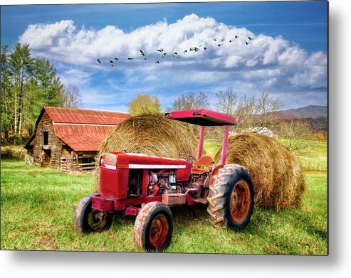Andrews Metal Print featuring the photograph Country Red Farm Tractor by Debra and Dave Vanderlaan