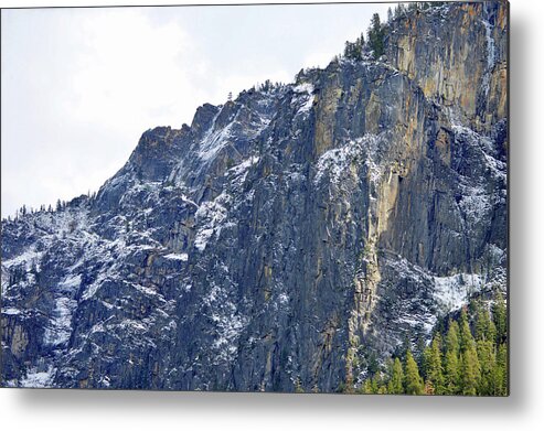 Yosemite Metal Print featuring the photograph Craggy Slope With Snow by Eric Forster