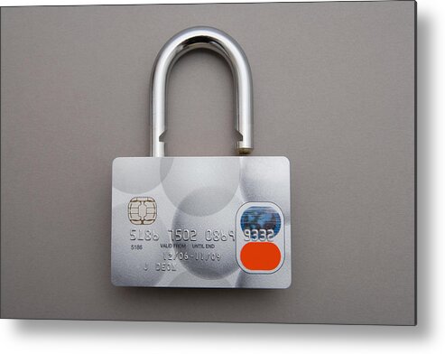 Debt Metal Print featuring the photograph Credit card lock by Image Source