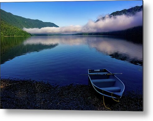Crescent Lake Metal Print featuring the photograph Crescent Lake Rowboat by Larey McDaniel