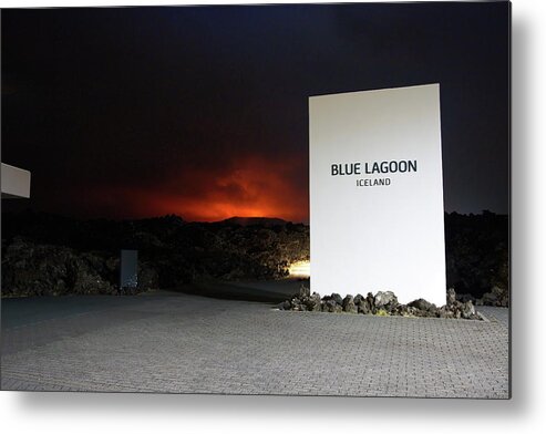 Volcano Metal Print featuring the photograph Crimson mountains, blue lagoon by Christopher Mathews