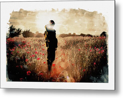 Soldier Poppy Metal Print featuring the digital art Crimson Salute by Airpower Art