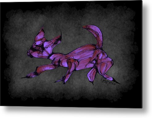 Dog Metal Print featuring the digital art Crouching dog by Ljev Rjadcenko