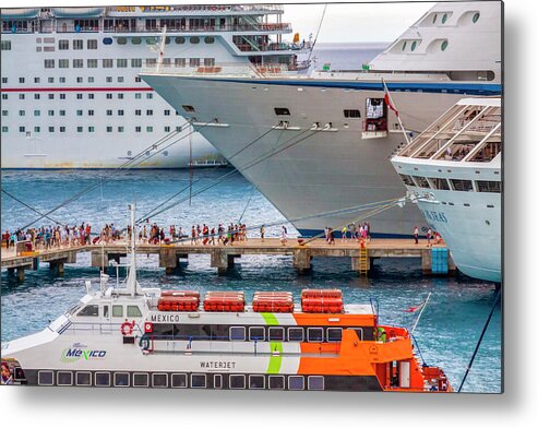 Vacation Metal Print featuring the photograph Cruise ships in Cozumel, Mexico by Tatiana Travelways