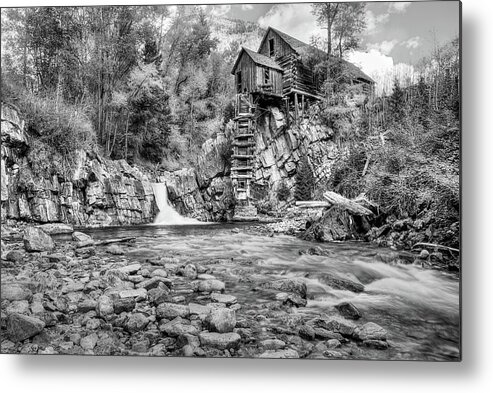 Crystal Mill Metal Print featuring the photograph Crystal Colorado in Black and White by JC Findley